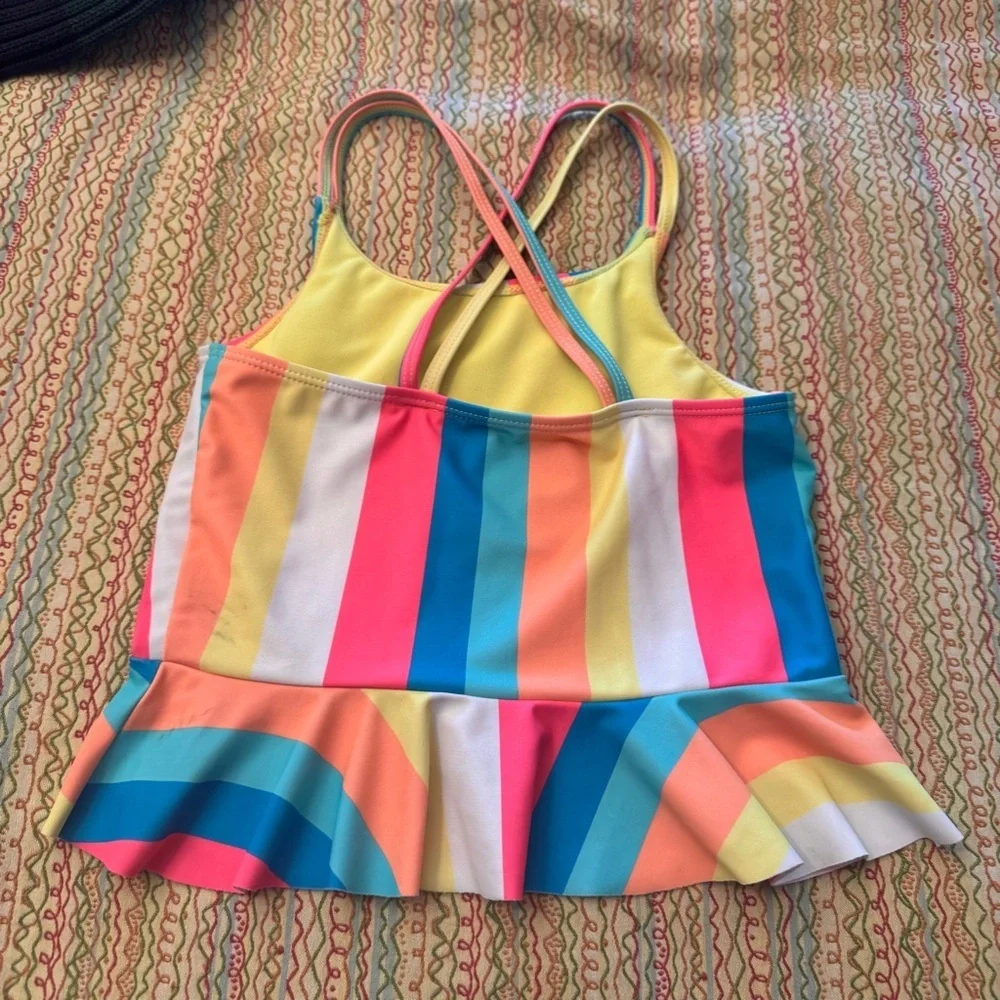 Hurley Girls Criss Cross Elastic Shoulder Straps UPF50+ Tankini top Size 7/8